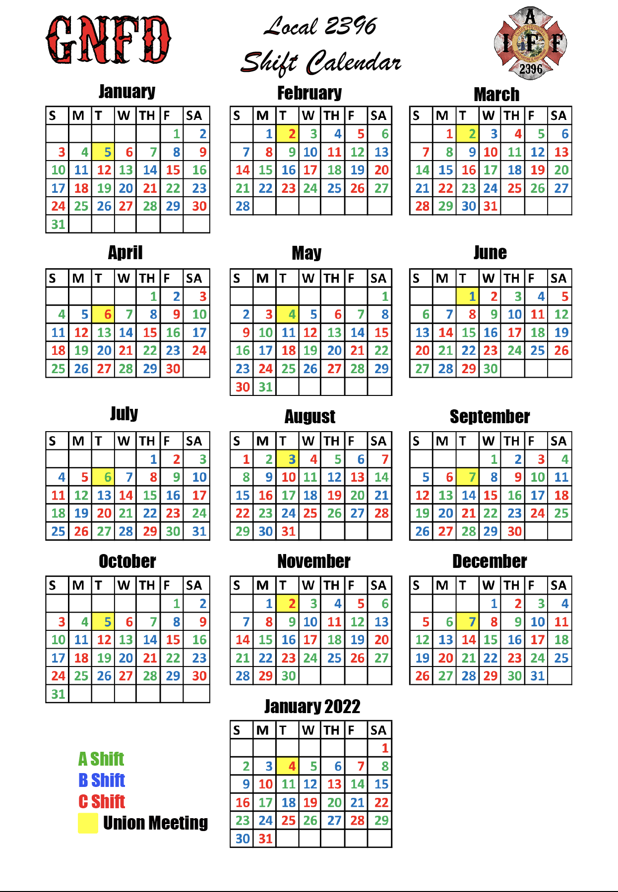 Shift Calendar local